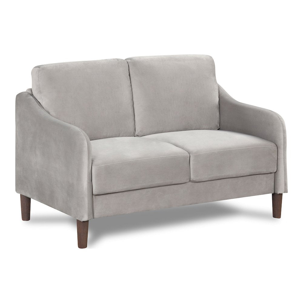 Theo Modern Velvet Fabric Loveseat Sofa in Gray