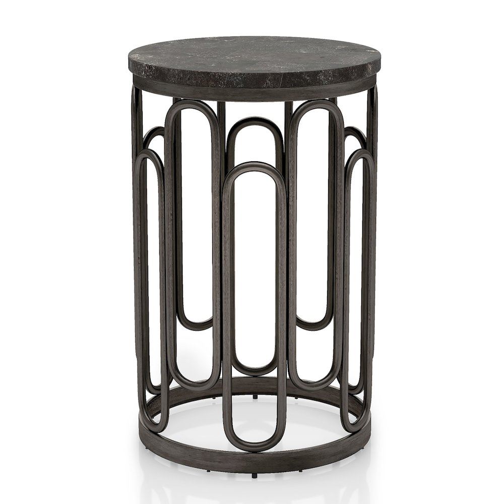 Silas Round Modern Metal Small End Table in Black