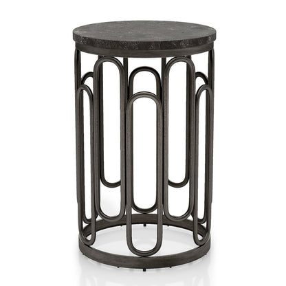 Silas Round Modern Metal Small End Table in Black