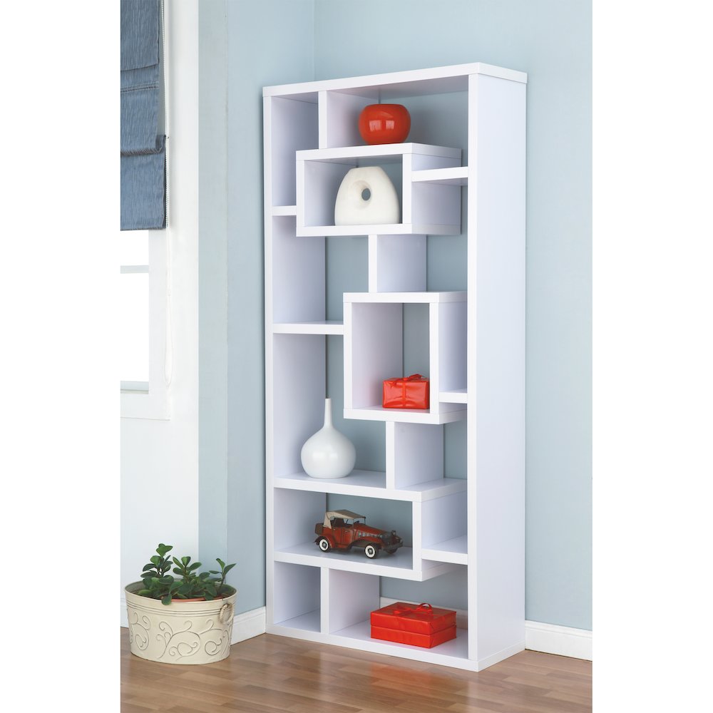 Hazo Modern Wood Open-Back Bookcase in White