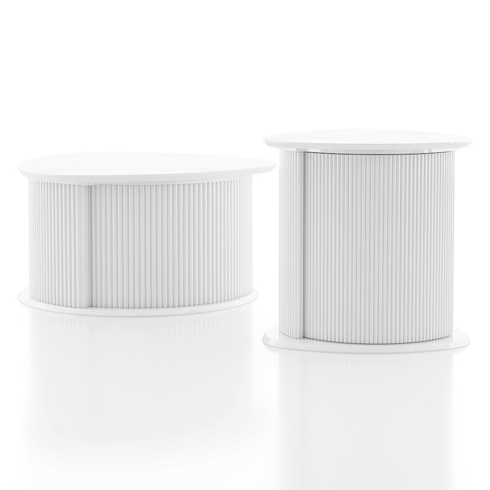 Elara Wood 2-Piece Coffee Table and End Table Set in White