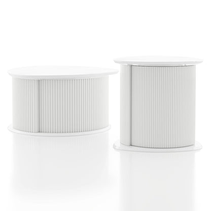 Elara Wood 2-Piece Coffee Table and End Table Set in White