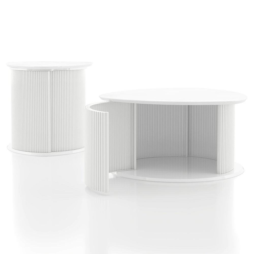 Elara Wood 2-Piece Coffee Table and End Table Set in White