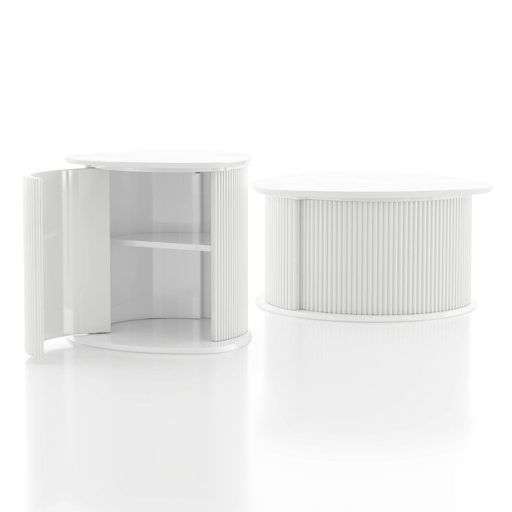 Elara Wood 2-Piece Coffee Table and End Table Set in White