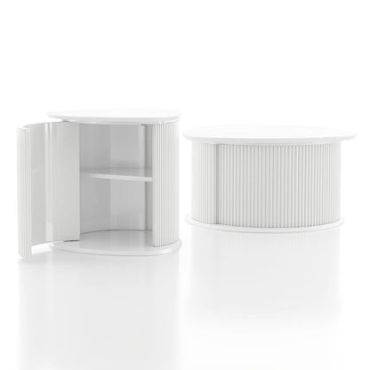 Elara Wood 2-Piece Coffee Table and End Table Set in White