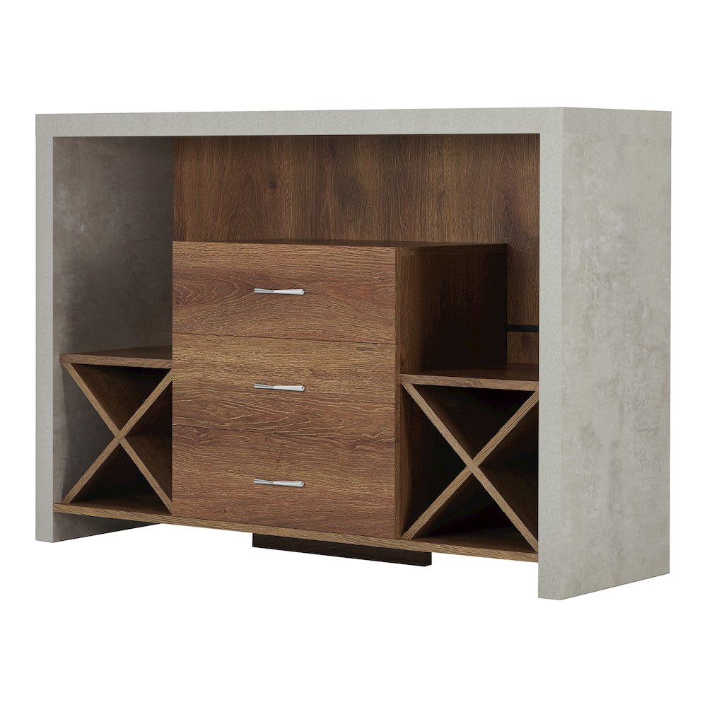 Dixen Wood Multi-Storage Buffet Server in Distressed Walnut