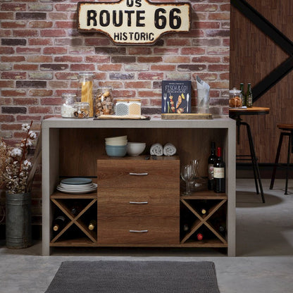 Dixen Wood Multi-Storage Buffet Server in Distressed Walnut