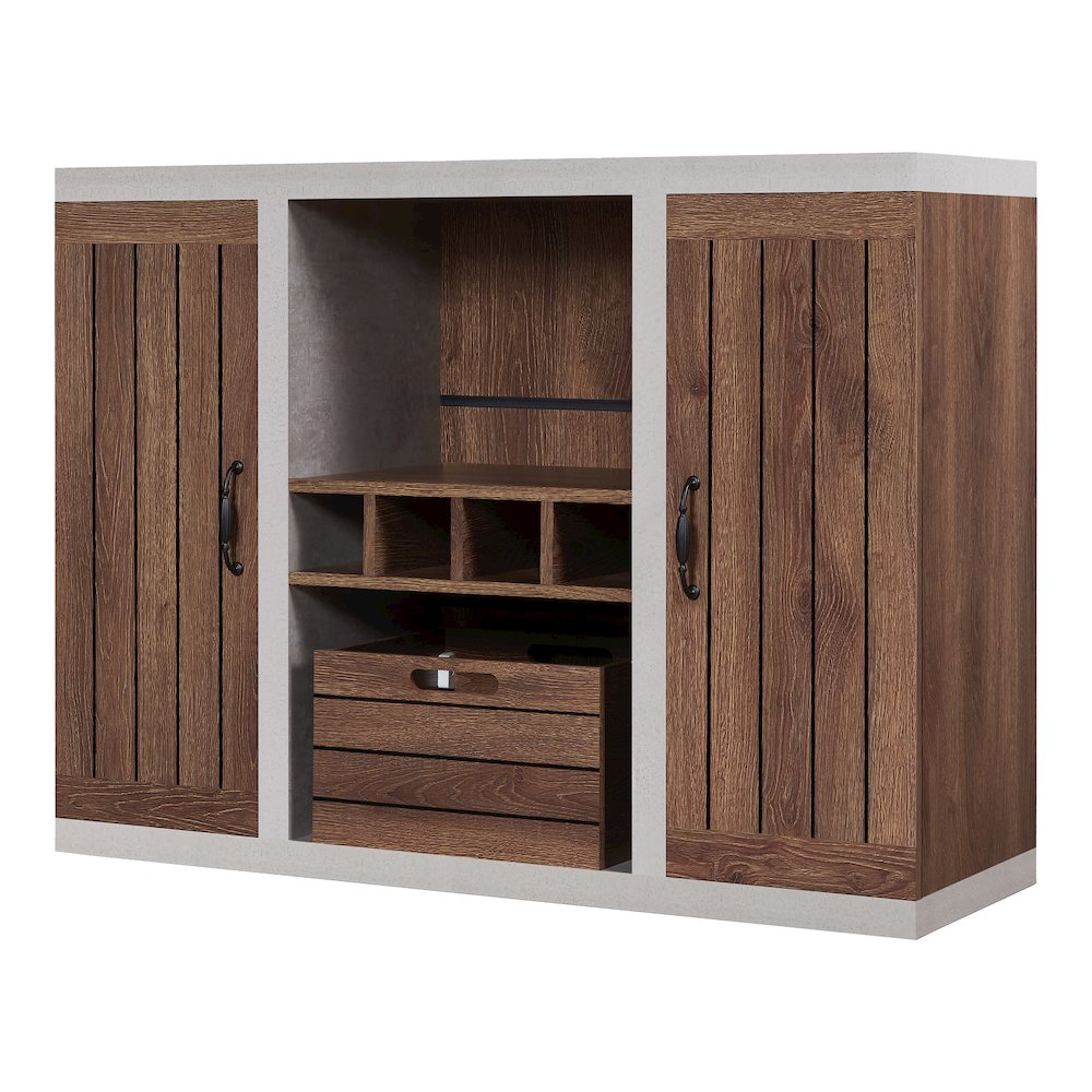 Vando Industrial Wood Multi-Storage Buffet in Walnut