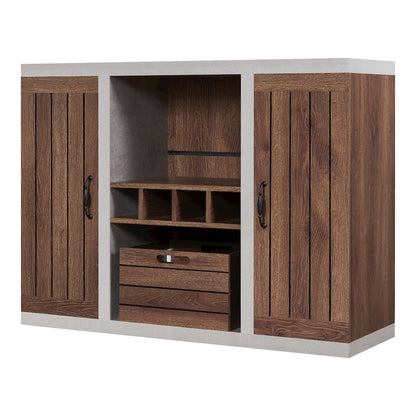 Vando Industrial Wood Multi-Storage Buffet in Walnut