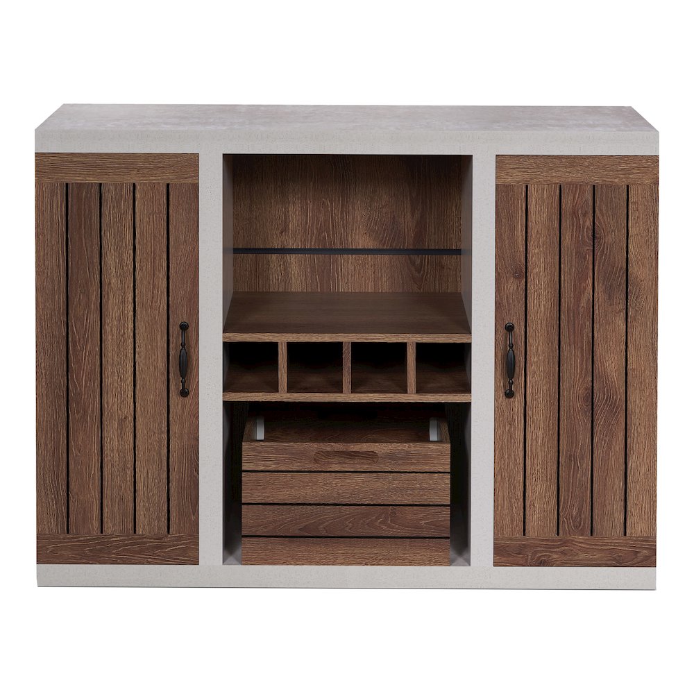 Vando Industrial Wood Multi-Storage Buffet in Walnut