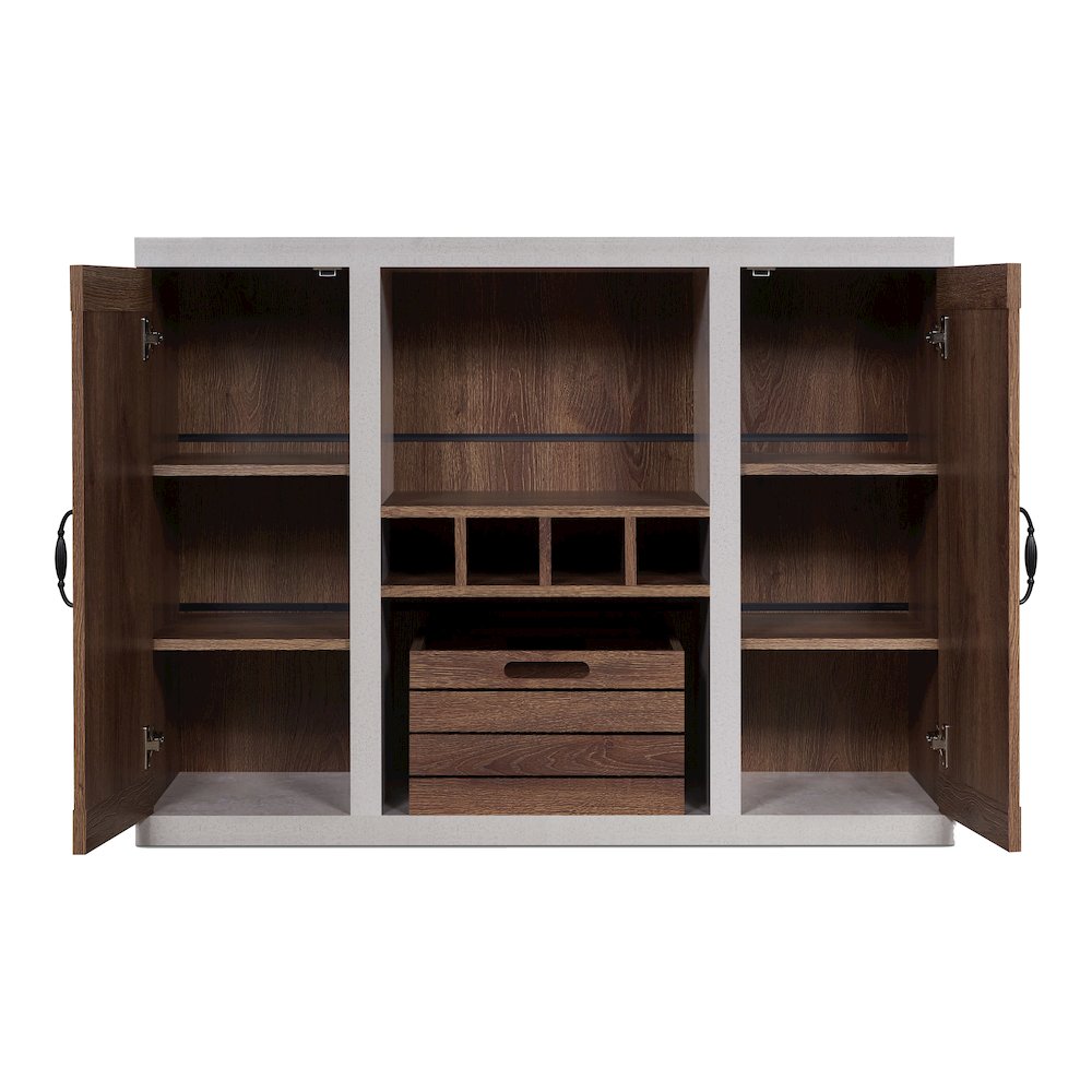 Vando Industrial Wood Multi-Storage Buffet in Walnut