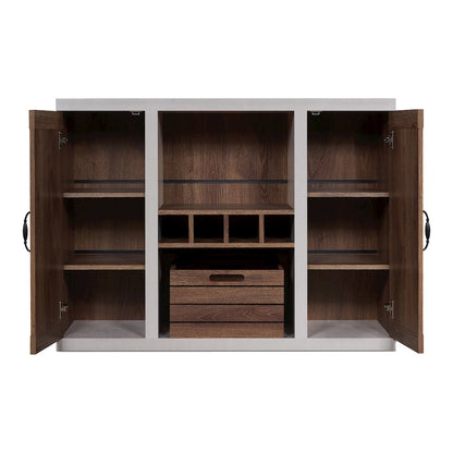 Vando Industrial Wood Multi-Storage Buffet in Walnut