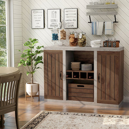 Vando Industrial Wood Multi-Storage Buffet in Walnut