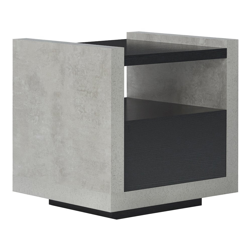Gare Industrial Wood Storage End Table in Black