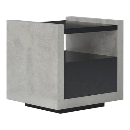 Gare Industrial Wood Storage End Table in Black