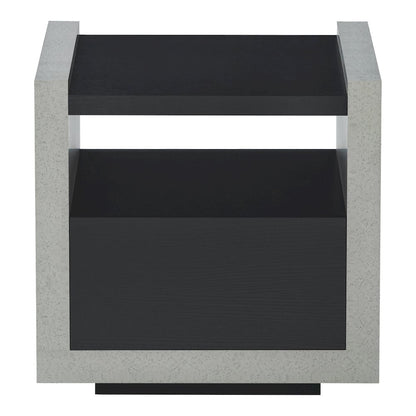 Gare Industrial Wood Storage End Table in Black