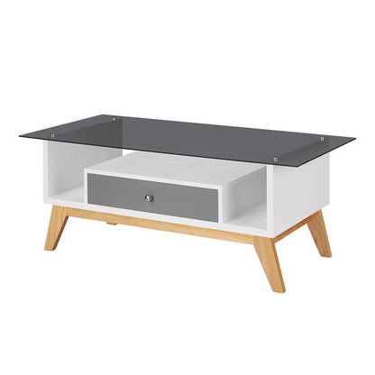 Lana Mid-Century Glass Top Coffee Table