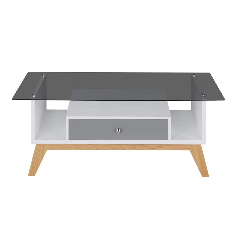 Lana Mid-Century Glass Top Coffee Table