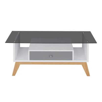 Lana Mid-Century Glass Top Coffee Table