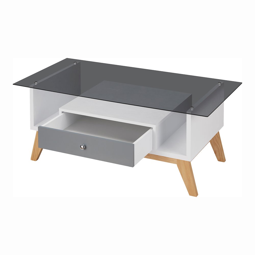 Lana Mid-Century Glass Top Coffee Table