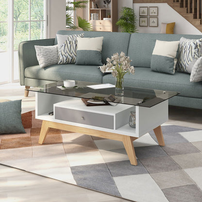 Lana Mid-Century Glass Top Coffee Table