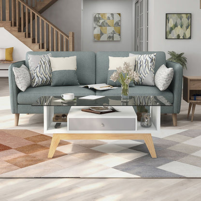 Lana Mid-Century Glass Top Coffee Table