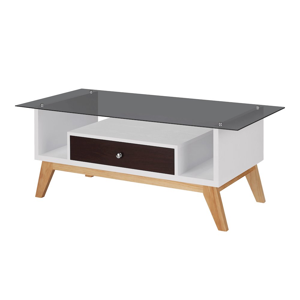 Lana Mid-Century Glass Top Coffee Table