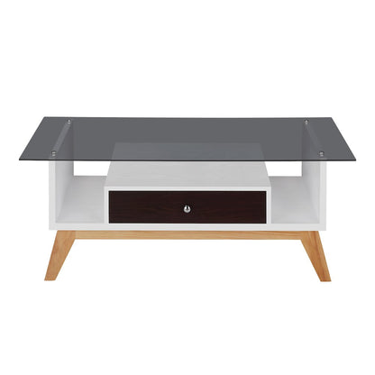 Lana Mid-Century Glass Top Coffee Table