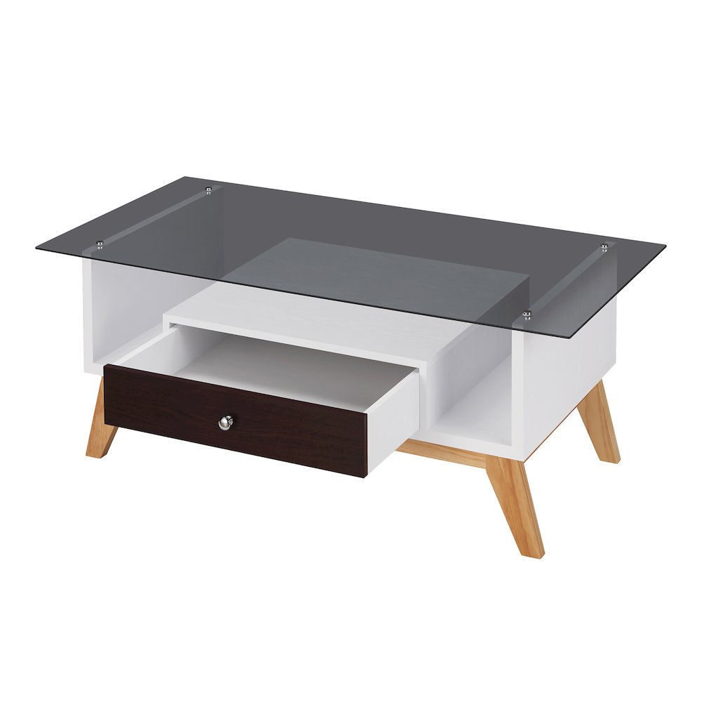 Lana Mid-Century Glass Top Coffee Table