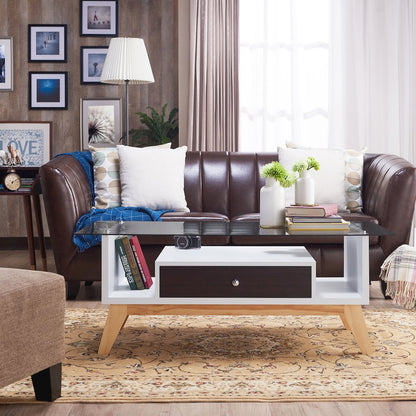 Lana Mid-Century Glass Top Coffee Table
