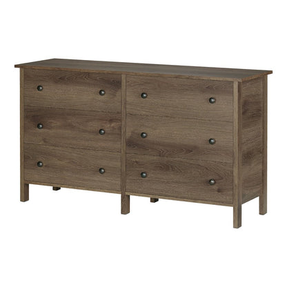 Reyes Rustic Wood 6-Drawer Dresser in Distressed Walnut