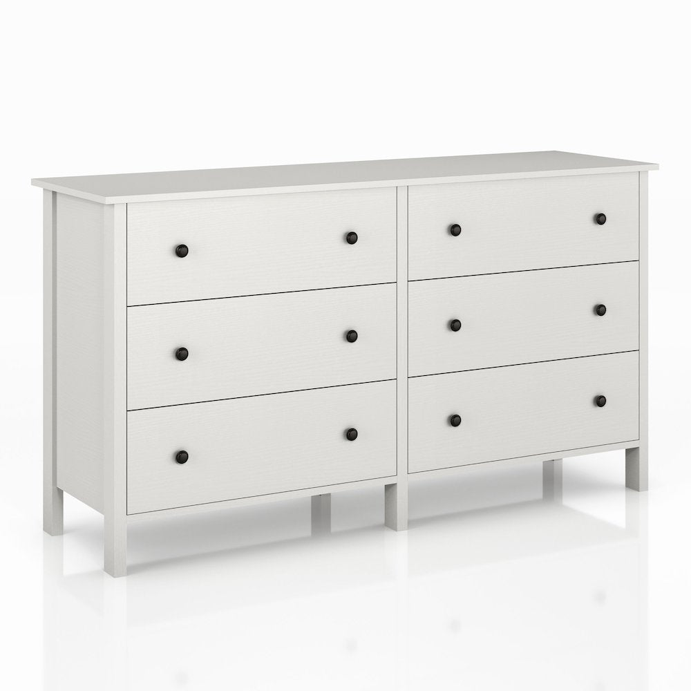 Reyes Rustic Wood 6-Drawer Dresser in White