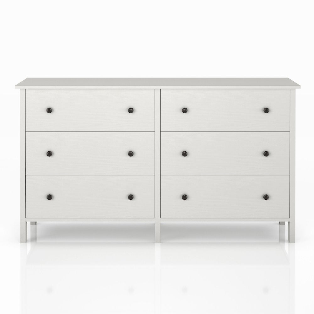 Reyes Rustic Wood 6-Drawer Dresser in White