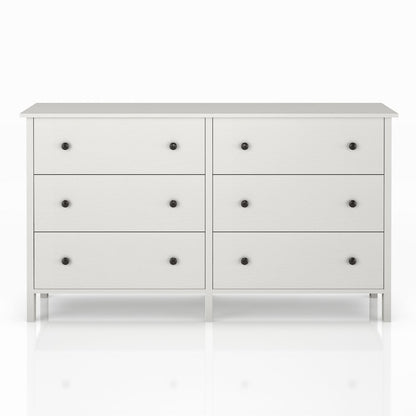 Reyes Rustic Wood 6-Drawer Dresser in White
