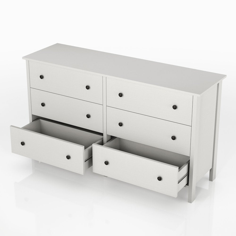 Reyes Rustic Wood 6-Drawer Dresser in White