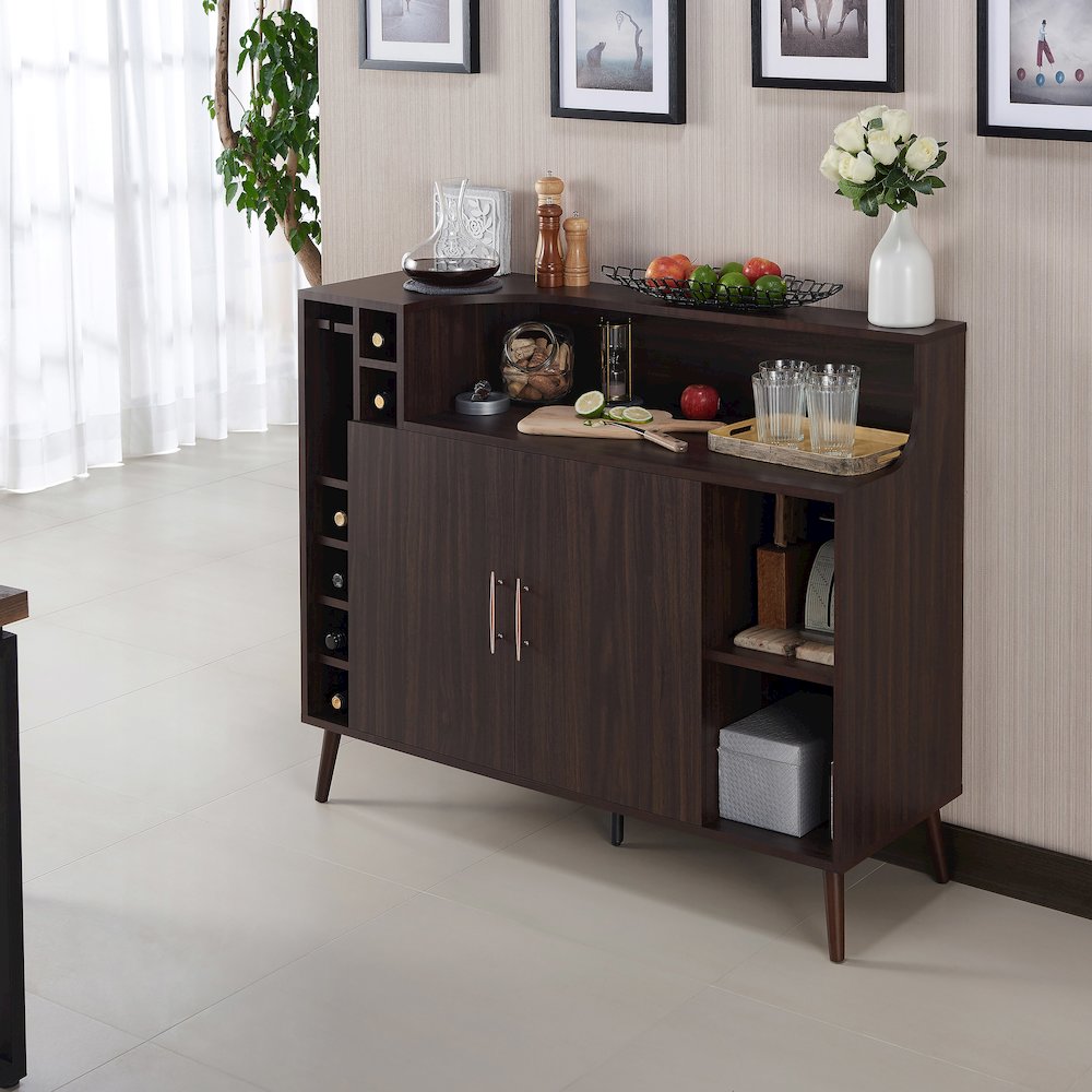Reid Modern Wood Multi-Storage Buffet in Wenge Brown