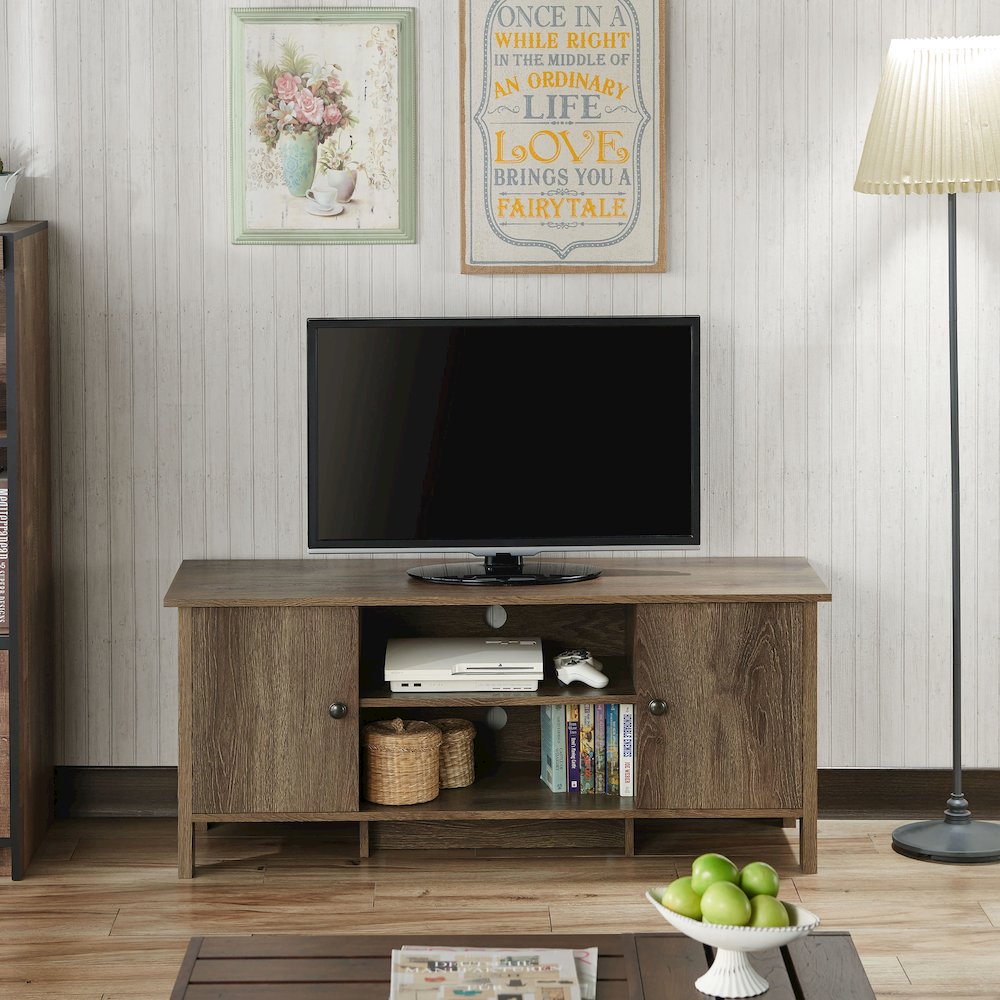 Knisler Transitional Wood 47" TV Stand in Distressed Walnut