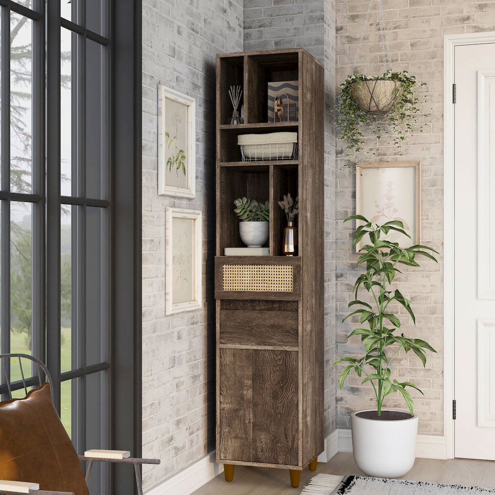 Estel Rustic Wood Multi-Storage TV Tower in Reclaimed Oak