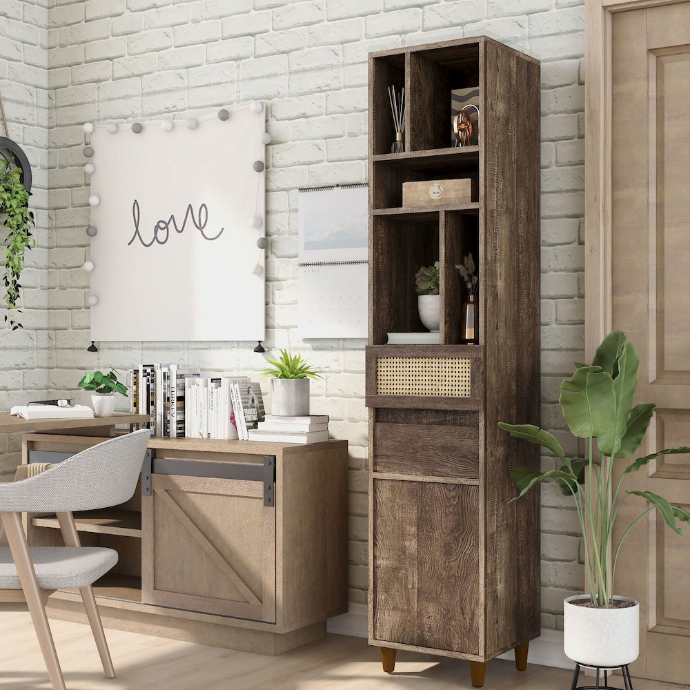 Estel Rustic Wood Multi-Storage TV Tower in Reclaimed Oak