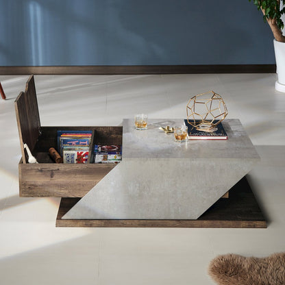 Menster Modern Wood Storage Coffee Table in Reclaimed Oak