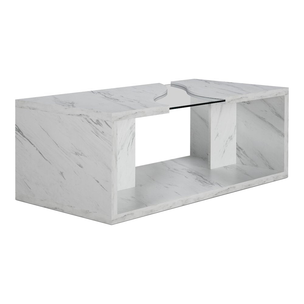 Lenu Contemporary Wood Storage Coffee Table in White