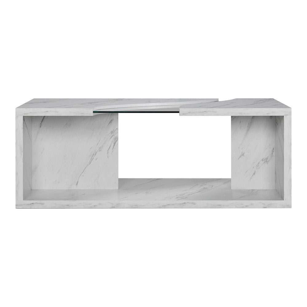 Lenu Contemporary Wood Storage Coffee Table in White