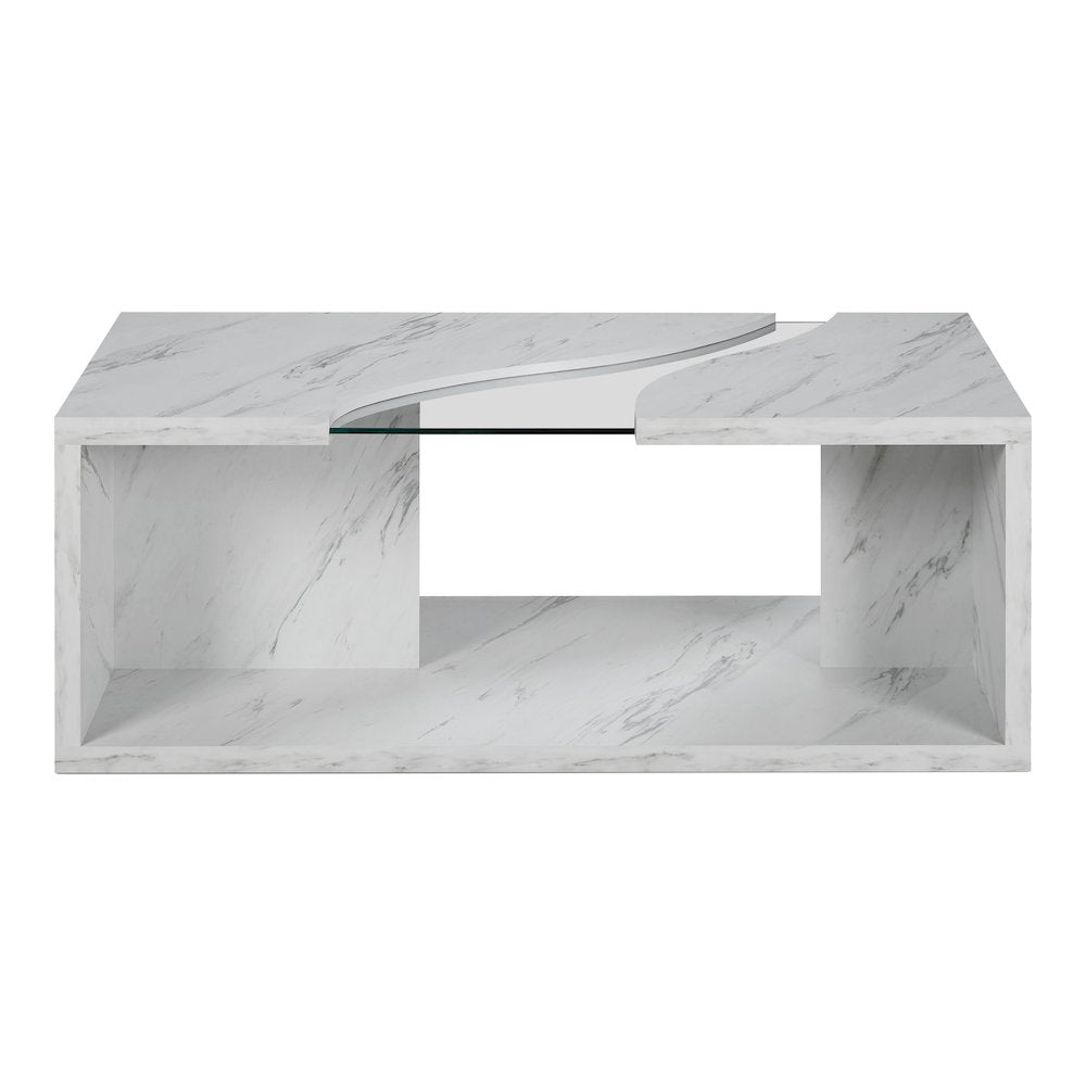Lenu Contemporary Wood Storage Coffee Table in White