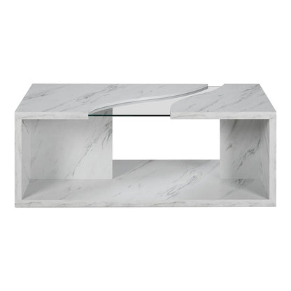 Lenu Contemporary Wood Storage Coffee Table in White