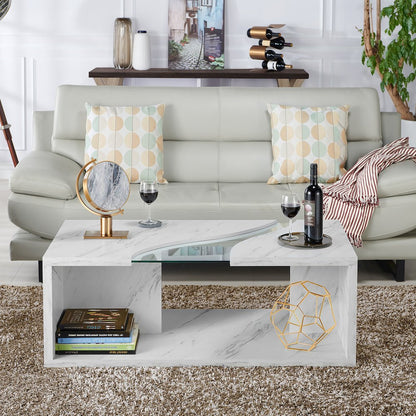 Lenu Contemporary Wood Storage Coffee Table in White