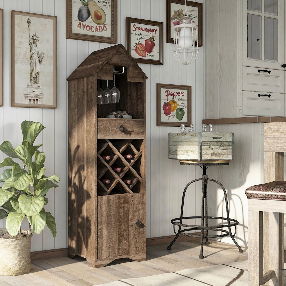 Cruz Rustic Wood 5-Bottle Wine Rack in Reclaimed Oak