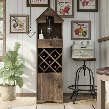 Cruz Rustic Wood 5-Bottle Wine Rack in Reclaimed Oak