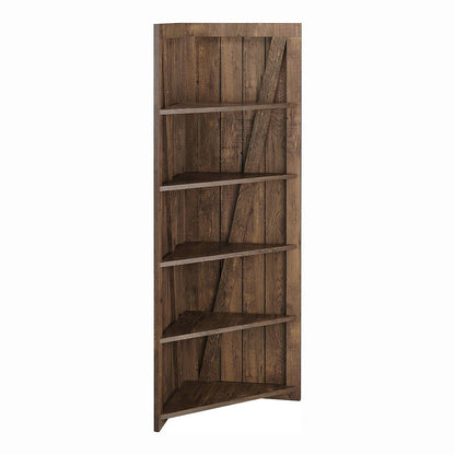Terry Rustic Wood 5-Tier Corner Bookcase in Reclaimed Oak