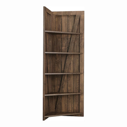 Terry Rustic Wood 5-Tier Corner Bookcase in Reclaimed Oak