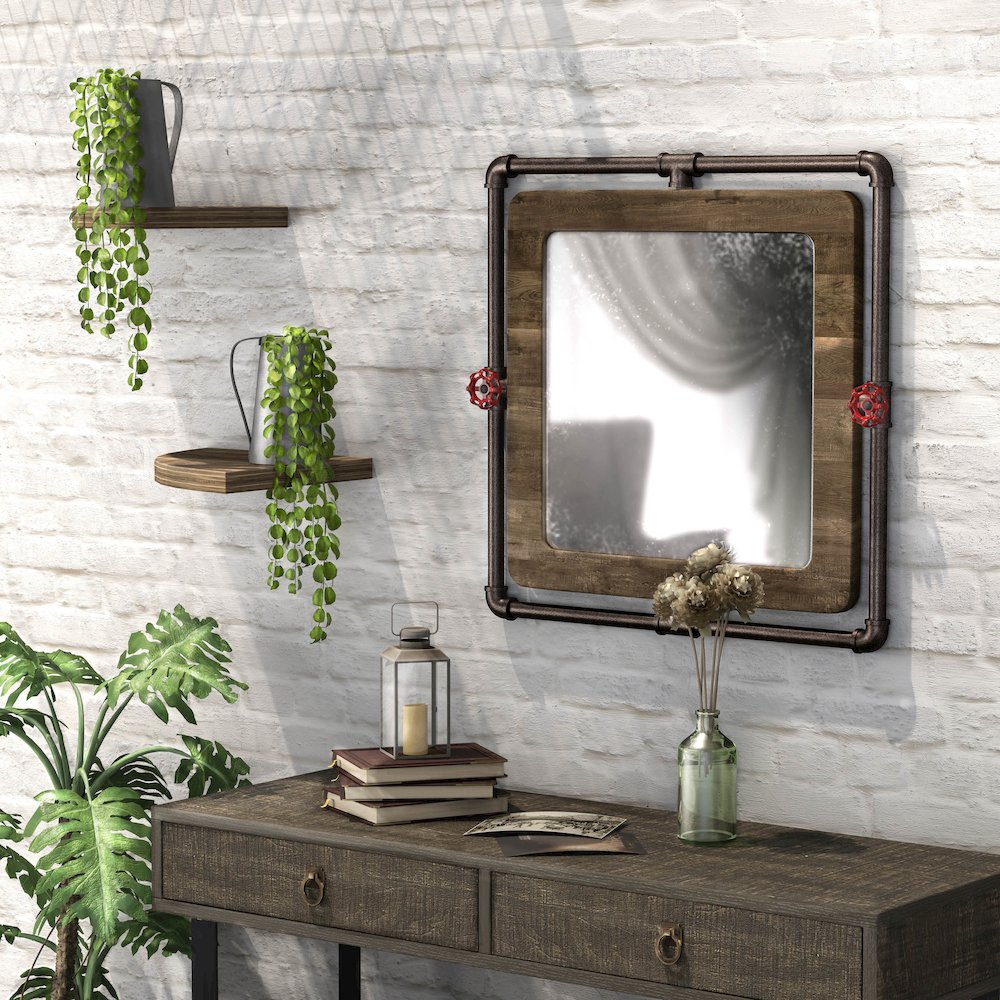Harimon Rectangle Wood Wall Mirror